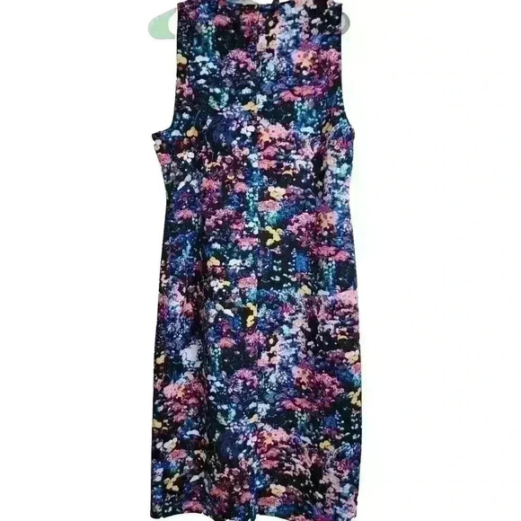 Belle Sky Womens Large Multicolor Floral Sleeveless Dress Lace Up Front Stretch - Picture 5 of 8